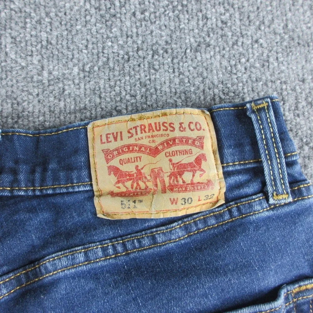 Levis 511 Jeans Mens 30x31 Blue Slim Straight Medium Wash Denim Casual